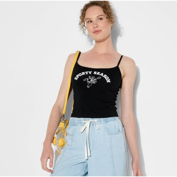 wild fable Tops - Wild Fable Womens Sporty Season Football Bear Graphic Cami Tank Top Black Medium